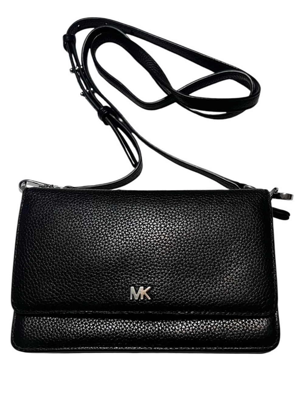 Michael Kors Black Pebbled Leather Flap Crossbody